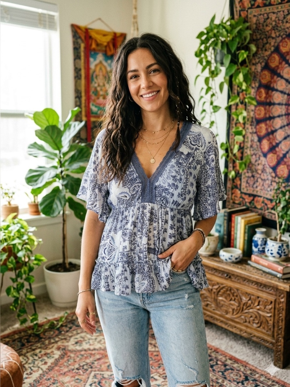Gypsy Love Boho Paisley Print Top